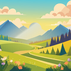 summer landscape with mountains