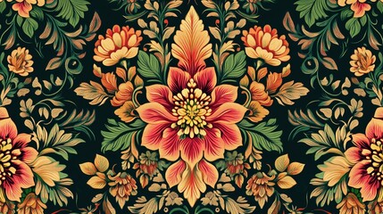 Ornate Floral Pattern  Vintage Flower Design  Seamless Textile Texture