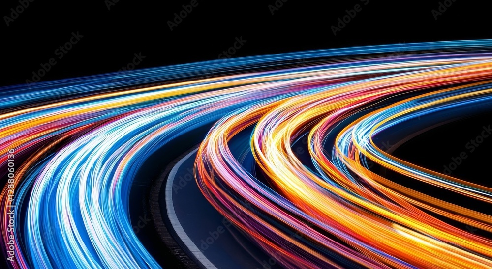 Sticker a futuristic cg background featuring a blue gradient abstract texture with glowing light rays and li