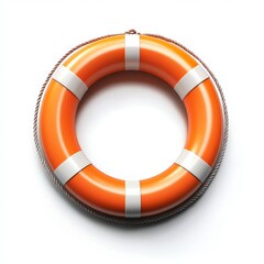 Orange Life Preserver on White Background