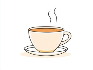 Pixel Art Illustration of a Steaming Cup of Coffee on a Saucer