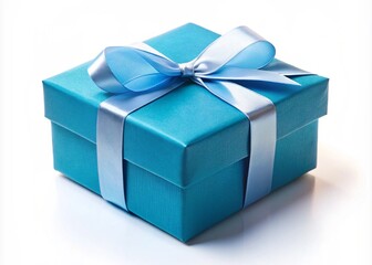 Obraz premium Blue Gift Box Mockup On A White Background 