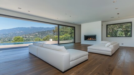 Fototapeta premium Luxurious modern home boasting breathtaking views of the mountains and valley