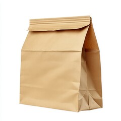 Simple Brown Paper Food Bag on White Background