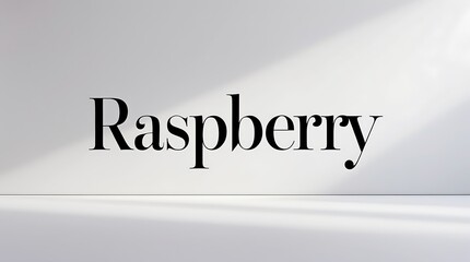 Elegant typography displaying the word raspberry on a clean surface with shadows