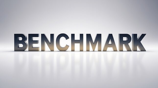 Bold typography showcasing the word benchmark in a minimal design on a smooth surface