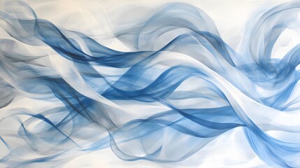 Fototapeta premium Flowing Fabric: An abstract artwork showcasing flowing fabric in varying shades of blue, creating a sense of movement and elegance.