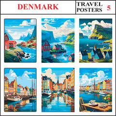 Denmark Faroe Island Faroe Island Faroe Island Travel Poster Wall Art Print Collection Set Part 5