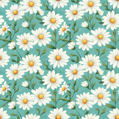 Seamless Daisy Flower Pattern for Fabric and Wallpaper