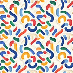 Playful seamless abstract pattern with colorful curved shapes