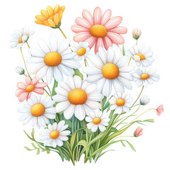 Fototapeta premium Colorful Spring Flowers Clipart, Botanical Graphics, Floral graphics for digital design
