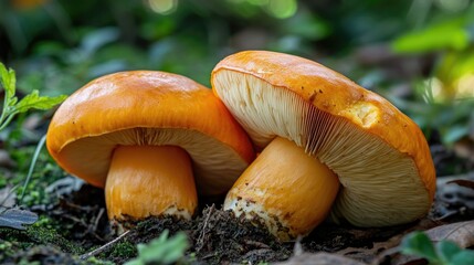 Mushrooms on the forest floor