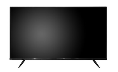 Flat screen LCD TV, modern style and wall mount design with sleek design.Black television template with empty. Copy space. transparent background with png
