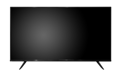 Flat screen LCD TV, modern style and wall mount design with sleek design.Black television template with empty. Copy space. transparent background with png