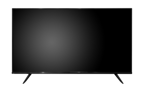 Flat screen LCD TV, modern style and wall mount design with sleek design.Black television template with empty. Copy space. transparent background with png