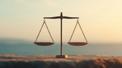 Symbolic Scales of Justice at Sunset Illuminating the Concept of Fairness and Balance in Law and Ethics