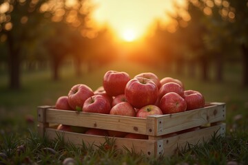 Red Apples Rustic Sunset Orchard Still Life