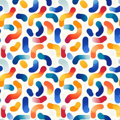 Colorful abstract seamless pattern with curved shapes