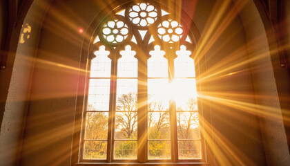 Sunlight streaming through church window