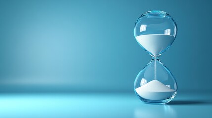 Clear hourglass on a blue background