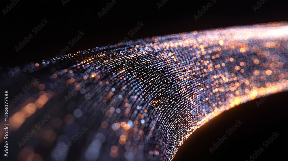 Poster a picture of a safeguarded data transfer protected by stock, with data packets passing through a hig