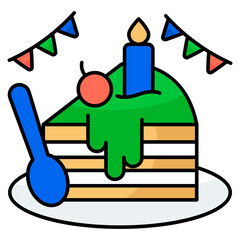 A flat design icon of cake slice