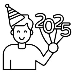 A flat design icon of celebration new Year