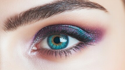 Obraz premium Captivating close-up of mesmerizing blue eye adorned with vibran