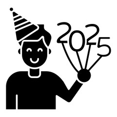A flat design icon of celebration new Year