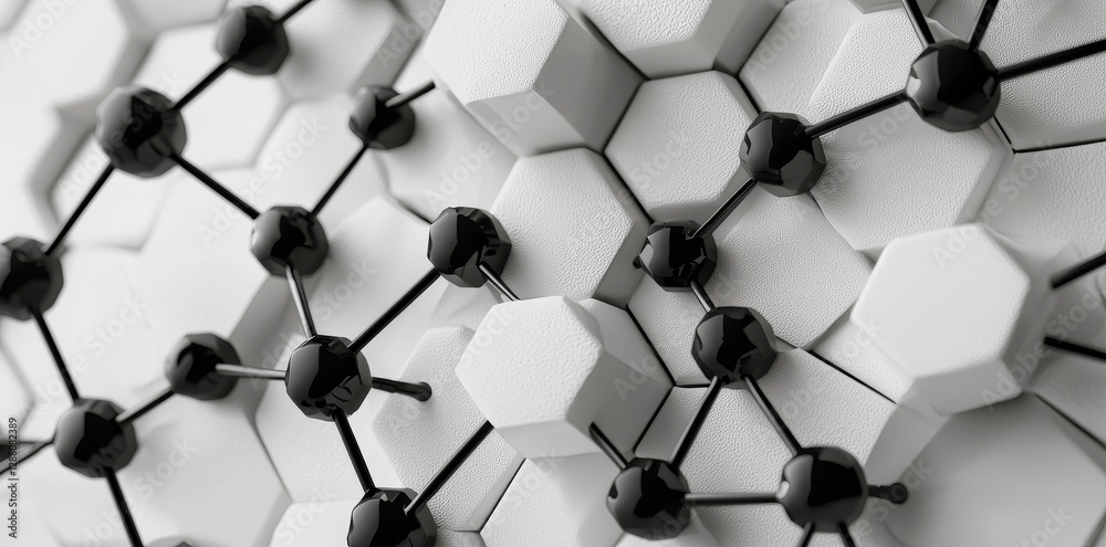 Poster a pattern of hexagons forms the geometric background of this abstract design element