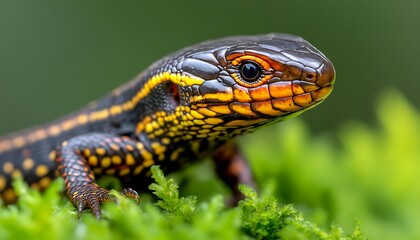 Lizard on Moss, Close-up Wildlife