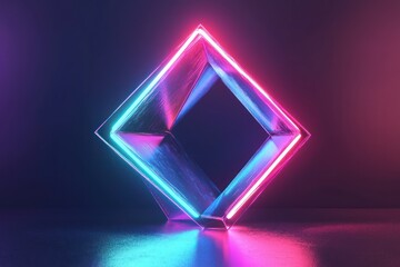 Neon-colored geometric shape, 3D rendered for abstract mockup.