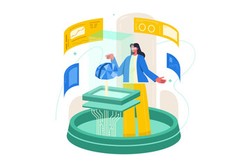 Futuristic Data Analysis and AI Visualization Concept