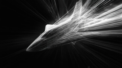 Obraz premium Futuristic spacecraft traveling through a vibrant cosmic environment at high speed in a distant galaxy