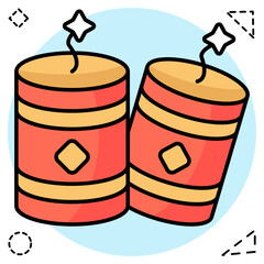 A colored design icon of firecracker