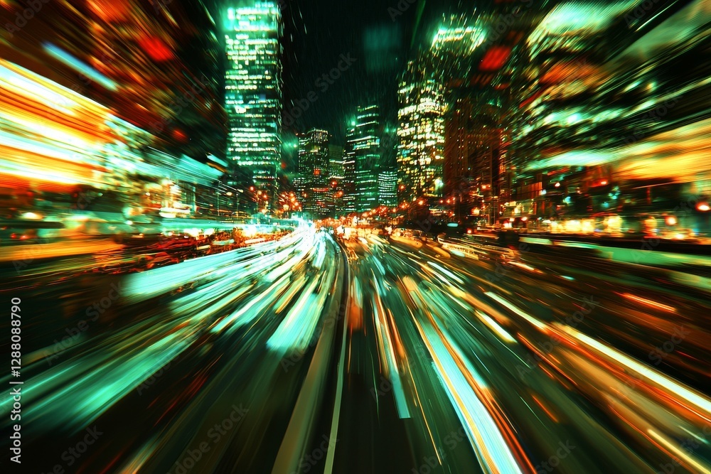 Poster a digital realm highway is built on binary code and marked by trails of light speed