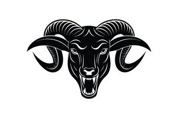 Silhouette tattoo style illustration of a roaring ram?s head vector design.eps