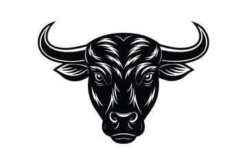 Silhouette tattoo style illustration of a bull?s head vector design.eps