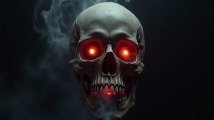 Smoking Skull with Red Eyes