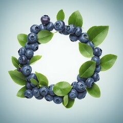 Fresh raw blueberry in frame form, copy space.