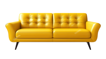 a vibrant yellow sofa featuring a modern design with tufted upholstery and sleek legs. ideal for contemporary living spaces its bright color adds a cheerful touch to any room. making it a stylish choi