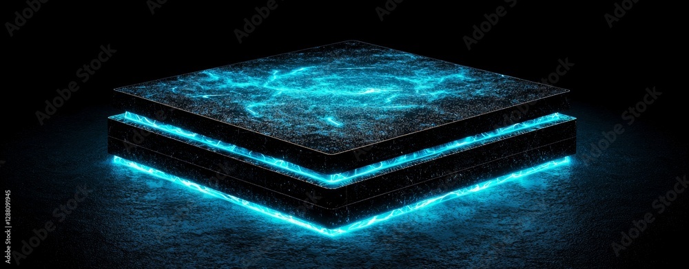 Poster a 3d rendering of a cube serves as an abstract geometric background, symbolizing a technology concep