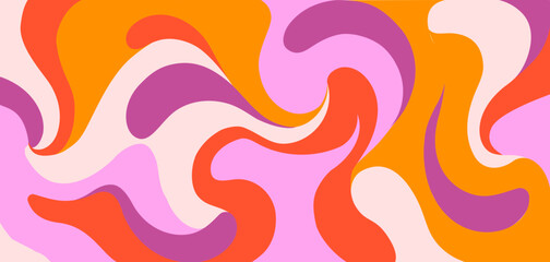 Fototapeta premium Modern vector pattern with smooth fluid shapes. Colorful abstract flowing liquid background. Organic blotches, fluent drops. Groovy fun design element for cover, poster, banner, wallpaper, wrapping.