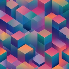 Naklejka premium Seamless Vibrant Gradient Pattern with Cubes in High Definition Design