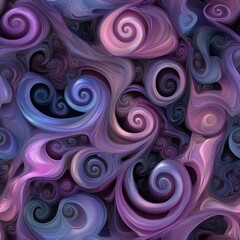 Seamless Surrealist Dreamlike Swirls in Purple and Blue Patterned Wallpaper