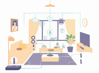Illustration of Connected Smart Devices at Home