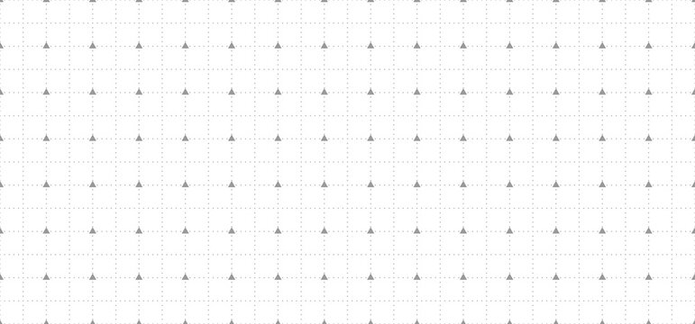 Coordinate grid background. Seamless grey grid pattern with triangles and dots, creating a geometric digital design suitable for technological and abstract themes. Copy space