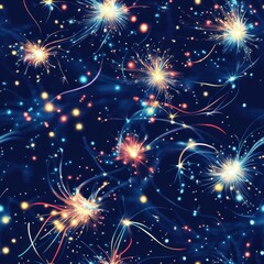 Fototapeta premium Seamless Vibrant Firecracker Trails Wallpaper with Sparkling Patterns