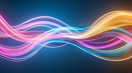 Abstract colorful light trails on a dark background, showcasing vibrant motion and energy.