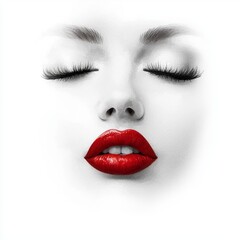 The face of a beautiful woman is depicted with colorful makeup in an abstract watercolor fashion illustration